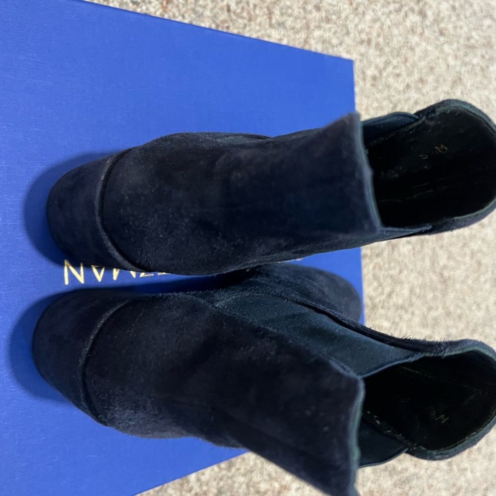 Selling like new Stuart Weizman blue suede shara booties size 5.5.